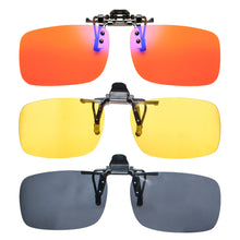 Load image into Gallery viewer, Anti Blue Light Clip on Glasses Polarized Clip on Sunglasses Orange Bluelight Lens Yellow Anti-glare Driving Lenses Brown Grey
