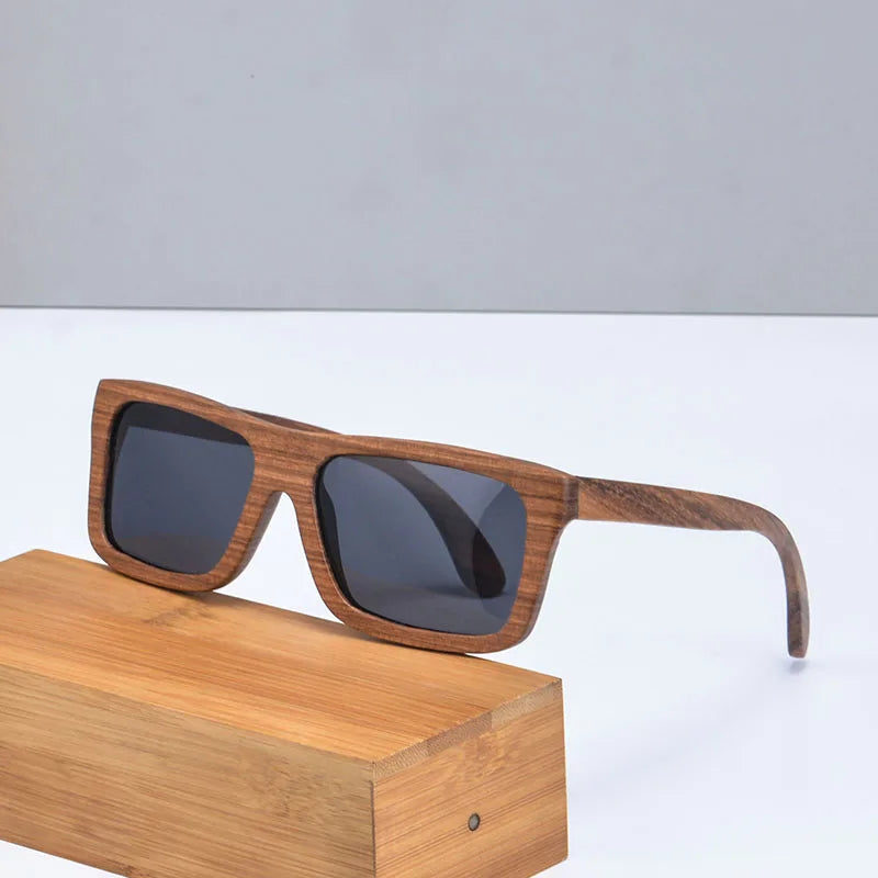 polarized sunglasses men handmade wood vintage square sunglasses y2k spring hinge glasses nature pear wood 6010