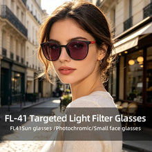 Load image into Gallery viewer, SHINU FL41 Tinted Glasses FL-41 Migraine Glasses Block 480-520nm Blue Green Light Anti Photophobia Tint Color Sunglasses Women
