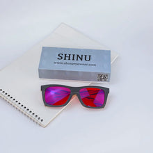 Load image into Gallery viewer, SHINU Red Lens For Better Sleep At Nighttime wooden square frame Anti blue light Orange Lens For working Computer Glasses
