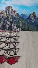 Carregar e reproduzir vídeo no visualizador da galeria, Shinu óculos de lente vermelha feminino cateye quadro 100% eliminar tensão ocular óculos lente laranja Glasses-AM66

