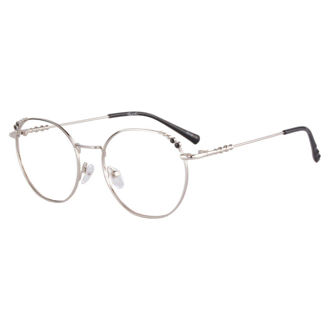 Armações redondas com lentes limpas e óculos de leitura anti-luz azul - 6088