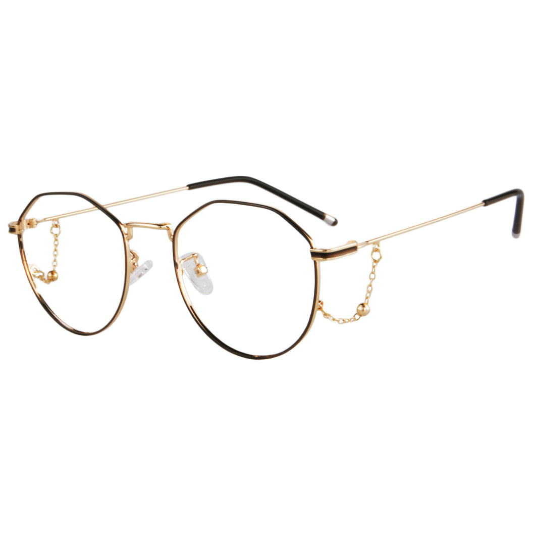 Armações redondas limpas lentes anti-luz azul óculos para miopia - 6839