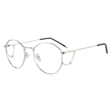 Carregar imagem no visualizador da galeria, Armações redondas limpas lentes anti-luz azul óculos para miopia - 6839
