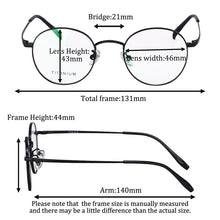Load image into Gallery viewer, Round Frame Titanium women Progressive Multifocus Reading Glasses Multifocal eyeglasses Single vision computer glasses 8340
