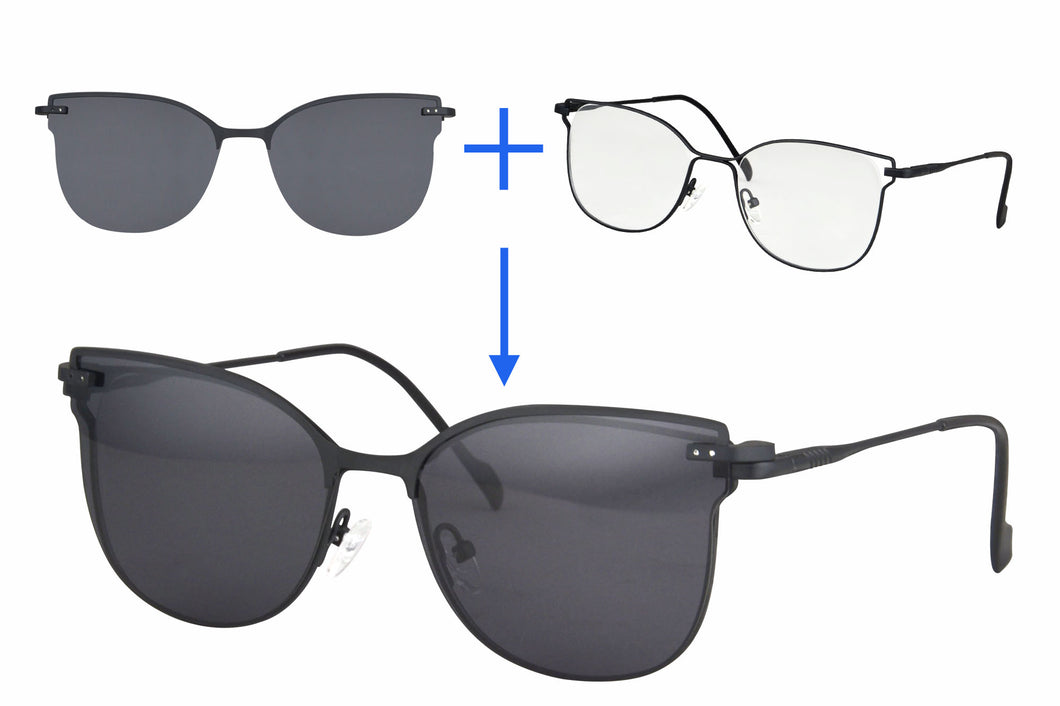 Grey Clip on Sunglasses Anti Blue Light Prescription Glasses Progressive Multifocus Reading Glasses SHINU-RY1022