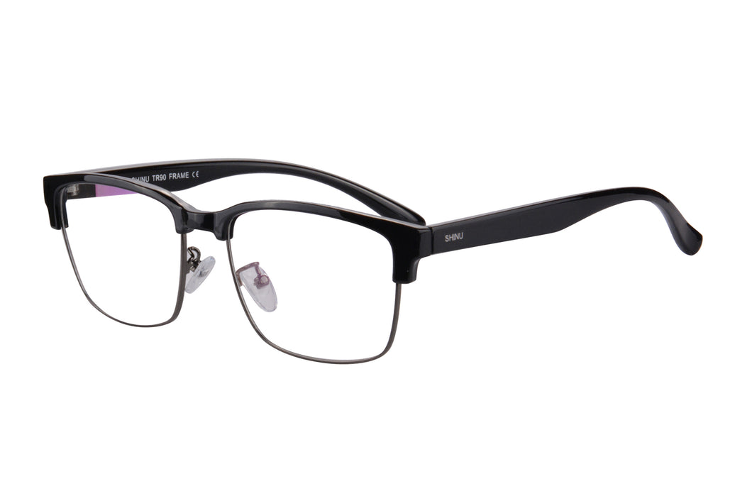 Óculos de leitura de meia armação masculina com lentes limpas anti-luz azul - SH018