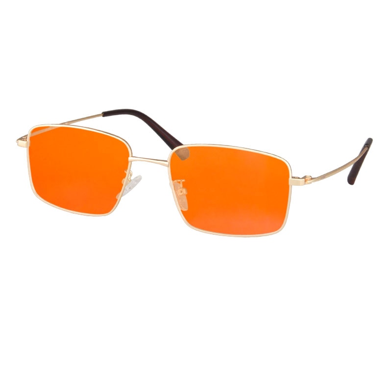 Men’s Glasses Metal Frame Orange Lenses Blue Light Filter Computer Glasses for Gaming Full Blocking Light Blue Eyewear Lunette