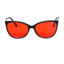 Carregar imagem no visualizador da galeria, Shinu óculos de lente vermelha feminino cateye quadro 100% eliminar tensão ocular óculos lente laranja Glasses-AM66

