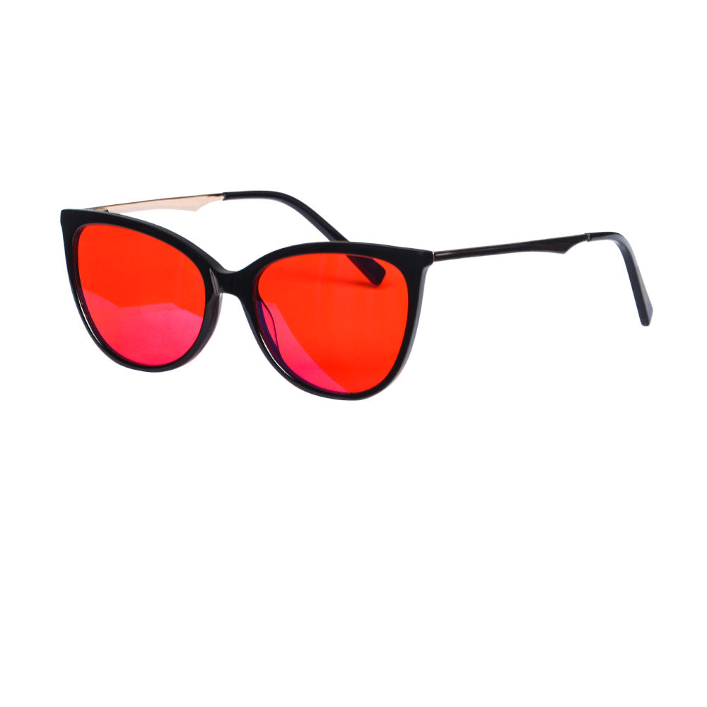 SHINU Red Lens Glasses Women Cateye Frame 100% Eliminate Eye Strain Glasses Orange Lens Glasses-AM66