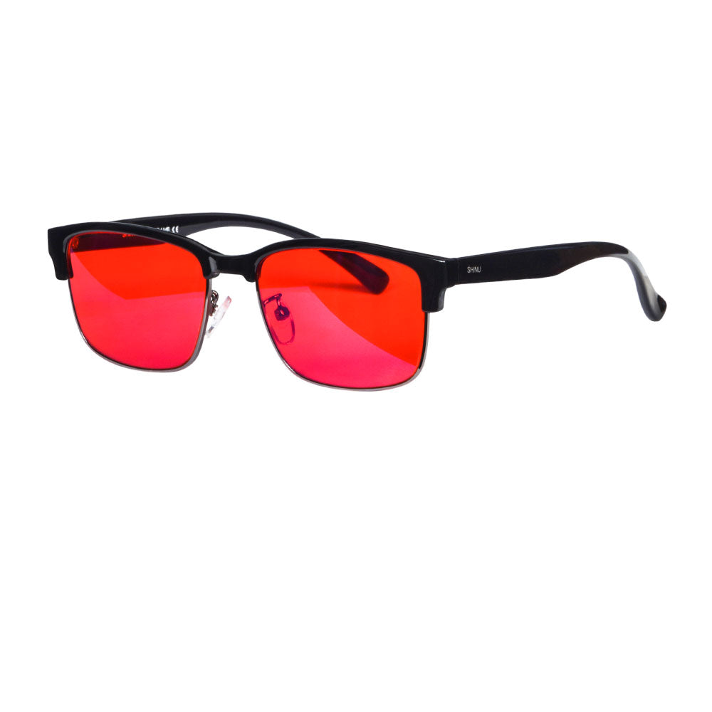 SHINU Armação masculina com lente vermelha para homens Óculos Bom sono Eliminar tensão ocular Óculos Eyeglasses-SH018