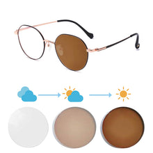 Carregar imagem no visualizador da galeria, Shinu óculos de prescrição femininos de titânio, armação de lentes fotocromáticas que mudam 5 cores à luz do sol, óculos de grau feminino 1027
