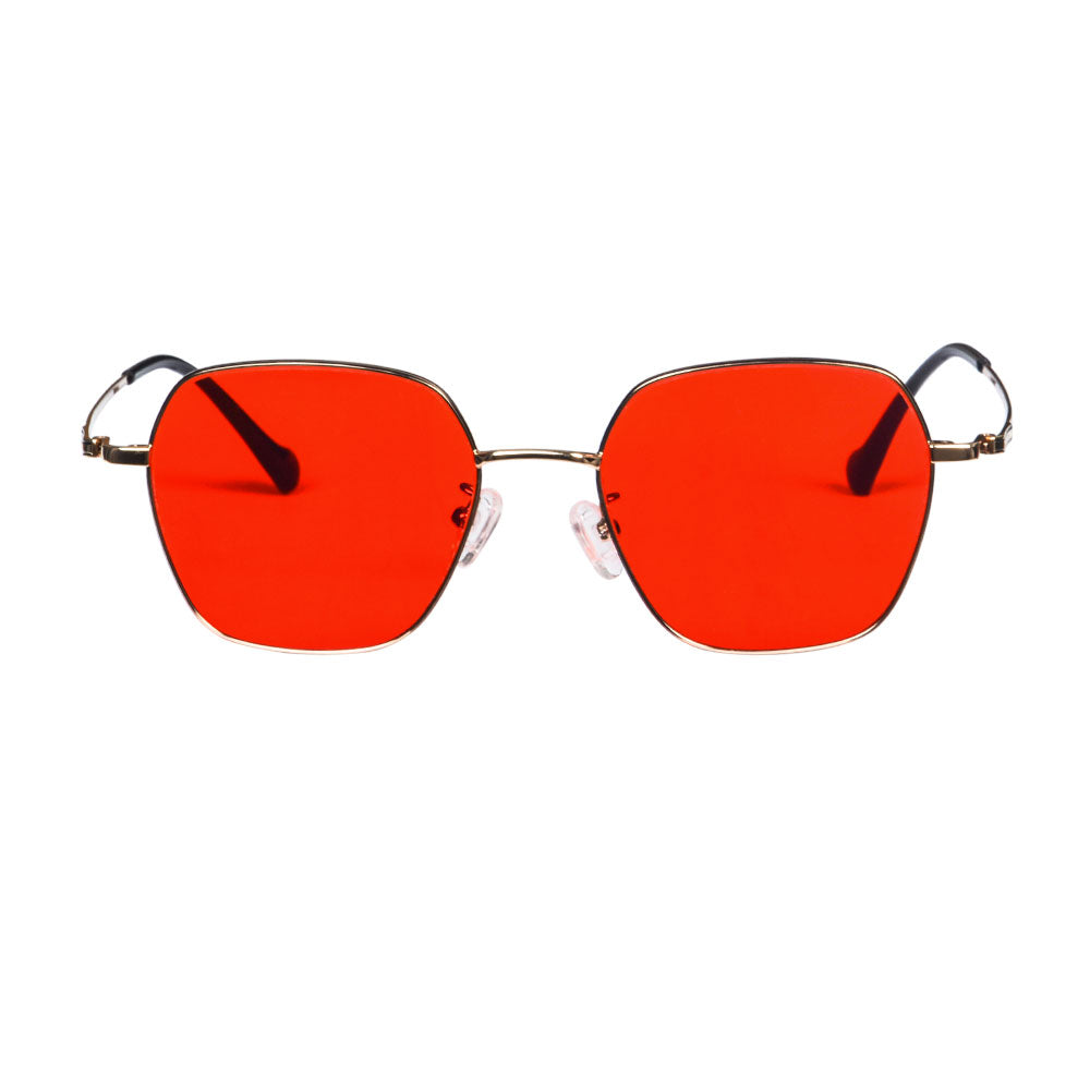 SHINU Titanium Frame Blue Light Blocking Glasses Men Red Lenses