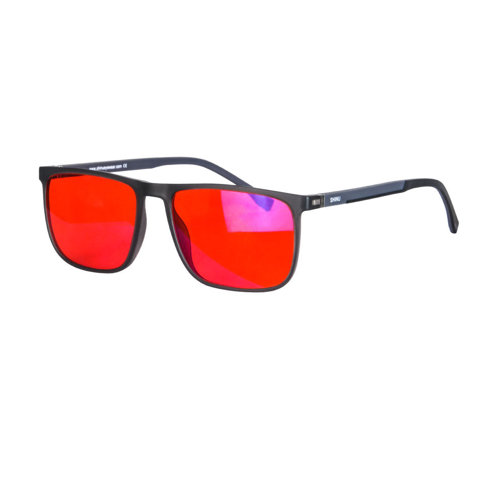 SHINU Brand Good Sleep Blue Light Blocking Glasses Men Red Lenses