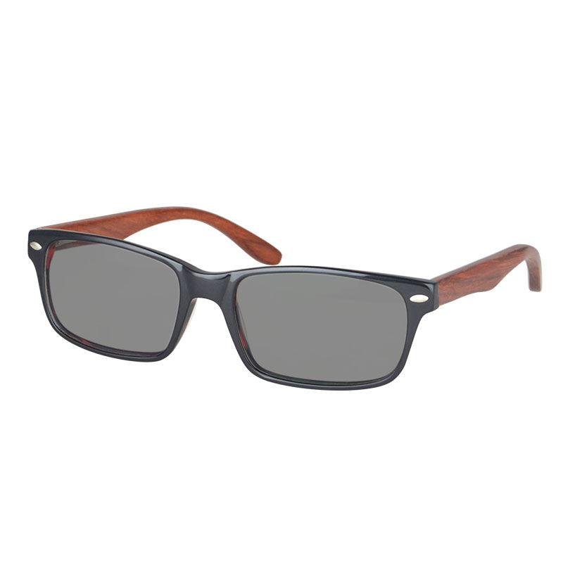 SHINU Men's Polarized Myopia Sunglasses Wood Legs Shortighted Driving Glasses Prescription Nearsighted Glasses-F024