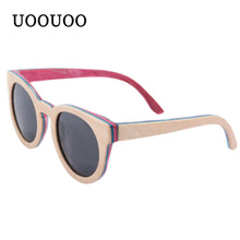 Load image into Gallery viewer, UOOUOO Wooden polarized sunglasses women bamboo color lens sun glasses men skateboard wood eyeglasses hand made fishing glasses
