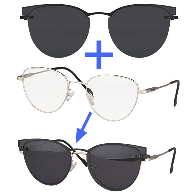 Женские очки, очки по рецепту, винтажные поляризационные солнцезащитные очки на зажиме для прогрессирующей близорукости gafas azul ordenador vasos