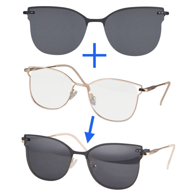 Women's glasses progressive multifocal reading glasses single vision prescription glasses clip on sunglasses polarized lenses