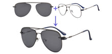 Load image into Gallery viewer, Men&#39;s sunglasses polarized clip on metal frame prescription glasses men sunglasses polarized single vision progressive eyewear

