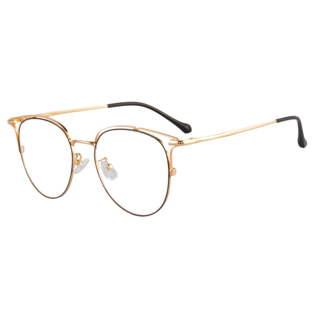 Round Metal Frames Clean Lens Anti Blue Light Myopia Glasses- S11138